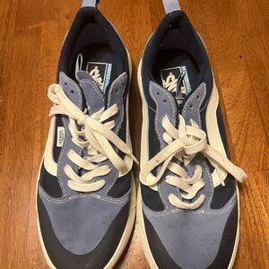 Vans Blue and White Sneakers Suede Canvas Blend